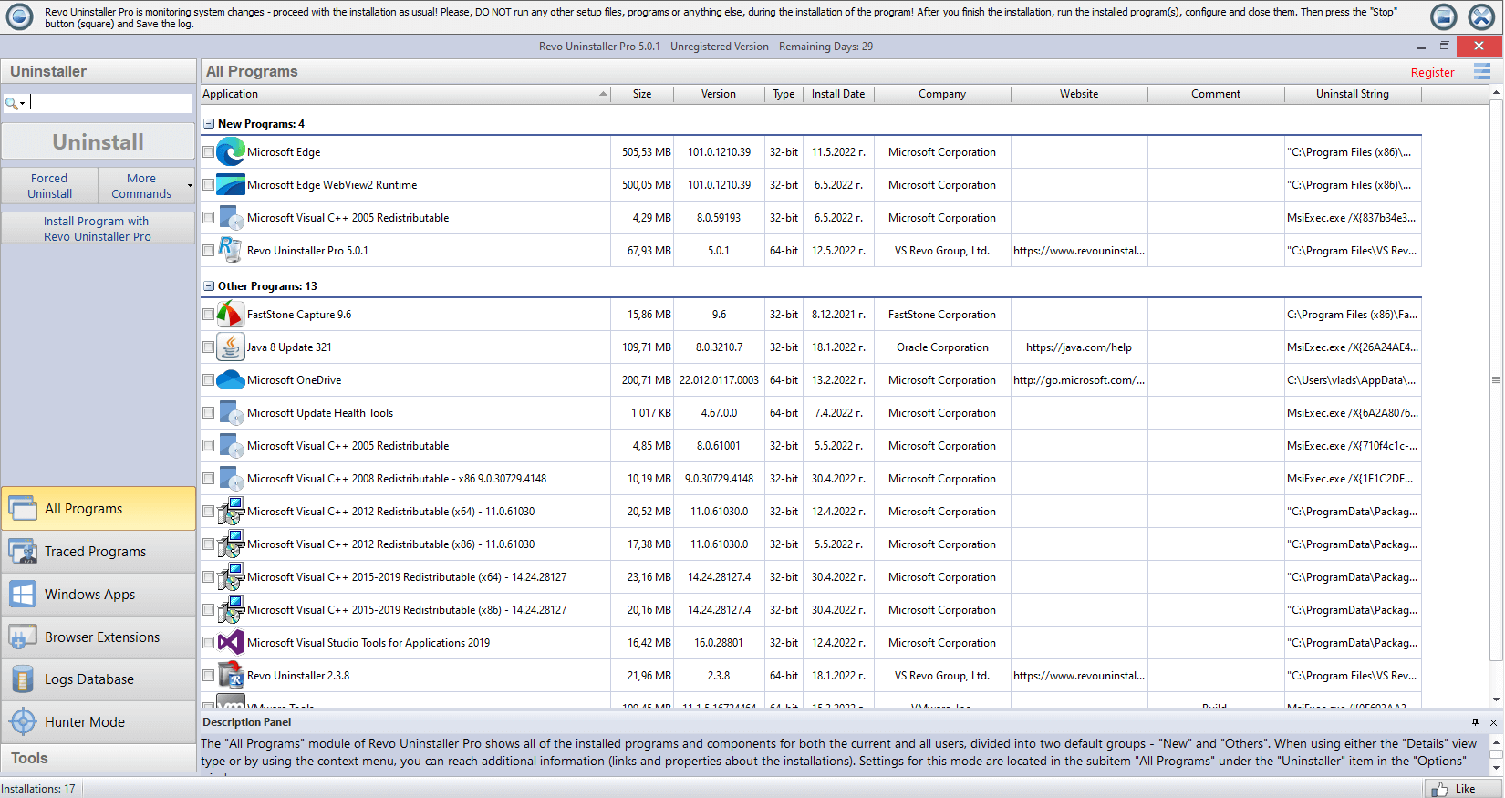 Comparison of Windows uninstall tools